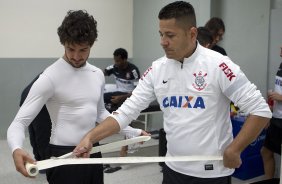 Nos vestirios antes da partida entre Corinthians x Botafogo, realizada esta noite no estdio do Pacaembu, abertura do Campeonato Brasileiro de 2013