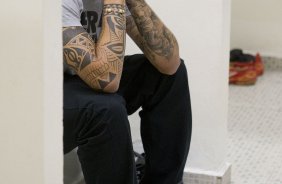 Nos vestirios antes da partida entre Corinthians x Botafogo, realizada esta noite no estdio do Pacaembu, abertura do Campeonato Brasileiro de 2013