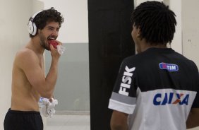 Nos vestiários antes da partida entre Corinthians x Ponte Preta/Campinas, realizada esta noite no estádio do Pacaembu, 3ª rodada do Campeonato Brasileiro de 2013