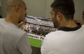 Nos vestiários antes da partida entre Corinthians x Ponte Preta/Campinas, realizada esta noite no estádio do Pacaembu, 3ª rodada do Campeonato Brasileiro de 2013