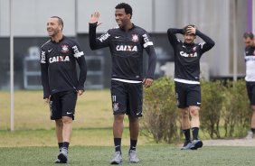 Durante o treino desta manh no CT Joaquim Grava, no Parque Ecolgico do Tiete. O prximo jogo da equipe ser quarta-feira, dia 05/06, contra o Cruzeiro, na Arena do Jacar, jogo vlido pela 4 rodada do Campeonato Brasileiro de 2013