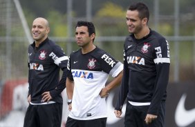 Durante o treino desta manh no CT Joaquim Grava, no Parque Ecolgico do Tiete. O prximo jogo da equipe ser quarta-feira, dia 05/06, contra o Cruzeiro, na Arena do Jacar, jogo vlido pela 4 rodada do Campeonato Brasileiro de 2013