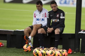 Durante o treino desta manh no CT Joaquim Grava, no Parque Ecolgico do Tiete. O prximo jogo da equipe ser quarta-feira, dia 05/06, contra o Cruzeiro, na Arena do Jacar, jogo vlido pela 4 rodada do Campeonato Brasileiro de 2013