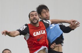 Durante o treino desta manh no CT Joaquim Grava, no Parque Ecolgico do Tiete. O prximo jogo da equipe ser dia 03/07, domingo, no Morumbi, jogo de ida vlido pela Recopa 2013