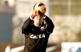 O goleiro Cassio do Corinthians durante treino realizado no CT Joaquim Grava