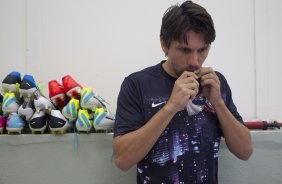 Nos vestiários antes da partida entre Corinthians x Atlético-MG, realizada esta tarde no estádio do Pacaembu, jogo válido pela 7ª rodada do Campeonato Brasileiro 2013