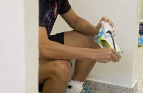 Nos vestiários antes da partida entre Corinthians x Atlético-MG, realizada esta tarde no estádio do Pacaembu, jogo válido pela 7ª rodada do Campeonato Brasileiro 2013