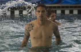 Durante o treino desta tarde no CT Joaquim Grava, no Parque Ecológico do Tiete. O próximo jogo da equipe será quarta-feira, dia 17/07, no estádio do Pacaembu, contra o São Paulo, jogo da volta válido pela Recopa 2013