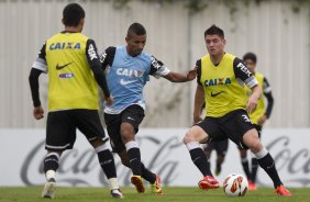 Durante o treino desta tarde no CT Joaquim Grava, no Parque Ecológico do Tiete. O próximo jogo da equipe será quarta-feira, dia 17/07, no estádio do Pacaembu, contra o São Paulo, jogo da volta válido pela Recopa 2013