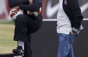 Durante o treino desta tarde no CT Joaquim Grava, no Parque Ecológico do Tiete. O próximo jogo da equipe será quarta-feira, dia 17/07, no estádio do Pacaembu, contra o São Paulo, jogo da volta válido pela Recopa 2013