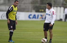 Durante o treino desta tarde no CT Joaquim Grava, no Parque Ecológico do Tiete. O próximo jogo da equipe será quarta-feira, dia 17/07, no estádio do Pacaembu, contra o São Paulo, jogo da volta válido pela Recopa 2013