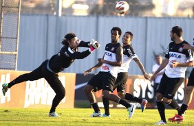 Durante o treino desta tarde no CT Joaquim Grava, no Parque Ecológico do Tiete. O próximo jogo da equipe será amanhã, quarta-feira, dia 17/07, no estádio do Pacaembu, contra o São Paulo, jogo da volta válido pela Recopa 2013