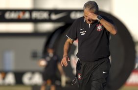 Durante o treino desta tarde no CT Joaquim Grava, no Parque Ecolgico do Tiete. O prximo jogo da equipe ser amanh, quarta-feira, dia 17/07, no estdio do Pacaembu, contra o So Paulo, jogo da volta vlido pela Recopa 2013