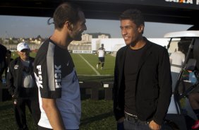 Durante o treino desta tarde no CT Joaquim Grava, no Parque Ecológico do Tiete. O próximo jogo da equipe será amanhã, quarta-feira, dia 17/07, no estádio do Pacaembu, contra o São Paulo, jogo da volta válido pela Recopa 2013