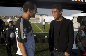 Durante o treino desta tarde no CT Joaquim Grava, no Parque Ecolgico do Tiete. O prximo jogo da equipe ser amanh, quarta-feira, dia 17/07, no estdio do Pacaembu, contra o So Paulo, jogo da volta vlido pela Recopa 2013