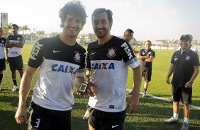 Durante o treino desta tarde no CT Joaquim Grava, no Parque Ecolgico do Tiete. O prximo jogo da equipe ser amanh, quarta-feira, dia 17/07, no estdio do Pacaembu, contra o So Paulo, jogo da volta vlido pela Recopa 2013