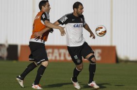 Durante o treino desta tarde no CT Joaquim Grava, no Parque Ecológico do Tiete. O próximo jogo da equipe será amanhã, quarta-feira, dia 17/07, no estádio do Pacaembu, contra o São Paulo, jogo da volta válido pela Recopa 2013