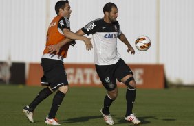 Durante o treino desta tarde no CT Joaquim Grava, no Parque Ecolgico do Tiete. O prximo jogo da equipe ser amanh, quarta-feira, dia 17/07, no estdio do Pacaembu, contra o So Paulo, jogo da volta vlido pela Recopa 2013