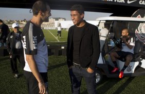 Durante o treino desta tarde no CT Joaquim Grava, no Parque Ecológico do Tiete. O próximo jogo da equipe será amanhã, quarta-feira, dia 17/07, no estádio do Pacaembu, contra o São Paulo, jogo da volta válido pela Recopa 2013