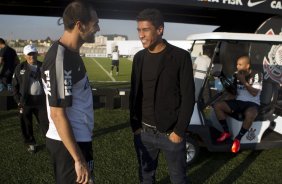 Durante o treino desta tarde no CT Joaquim Grava, no Parque Ecolgico do Tiete. O prximo jogo da equipe ser amanh, quarta-feira, dia 17/07, no estdio do Pacaembu, contra o So Paulo, jogo da volta vlido pela Recopa 2013