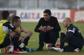 Durante o treino desta tarde no CT Joaquim Grava, no Parque Ecolgico do Tiete. O prximo jogo da equipe ser amanh, quarta-feira, dia 17/07, no estdio do Pacaembu, contra o So Paulo, jogo da volta vlido pela Recopa 2013