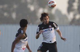 Durante o treino desta tarde no CT Joaquim Grava, no Parque Ecolgico do Tiete. O prximo jogo da equipe ser amanh, quarta-feira, dia 17/07, no estdio do Pacaembu, contra o So Paulo, jogo da volta vlido pela Recopa 2013