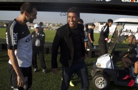 Durante o treino desta tarde no CT Joaquim Grava, no Parque Ecolgico do Tiete. O prximo jogo da equipe ser amanh, quarta-feira, dia 17/07, no estdio do Pacaembu, contra o So Paulo, jogo da volta vlido pela Recopa 2013