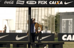 Durante o treino desta tarde no CT Joaquim Grava, no Parque Ecolgico do Tiete. O prximo jogo da equipe ser amanh, quarta-feira, dia 17/07, no estdio do Pacaembu, contra o So Paulo, jogo da volta vlido pela Recopa 2013