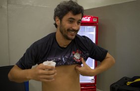 Nos vestiários antes da partida entre Corinthians x São Paulo, realizada esta noite no estádio do Pacaembu, jogo da volta, decisão da Recopa 2013