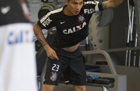 Durante o treino desta manh no CT Joaquim Grava, no Parque Ecolgico do Tiete. O prximo jogo da equipe ser domingo, dia 28/07, no Pacaembu, contra o So Paulo, pela 9 rodada do Campeonato Brasileiro de 2013