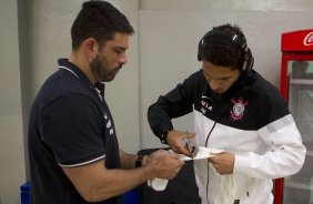 Nos vestiários antes da partida entre Corinthians x São Paulo, realizada esta tarde no estádio do Pacaembu, válida pela 9ª rodada do Campeonato Brasileiro de 2013