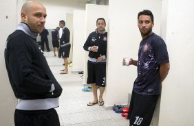 Nos vestiários antes da partida entre Corinthians x Grêmio, realizada esta noite no estádio do Pacaembu, válida pela 10ª rodada do Campeonato Brasileiro de 2013