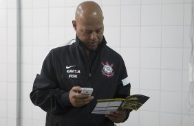 Nos vestiários antes da partida entre Criciuma/SC x Corinthians, realizada esta tarde no estádio Heriberto Hulse, válida pela 11ª rodada do Campeonato Brasileiro de 2013