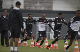 Durante o treino desta tarde no CT Joaquim Grava, no Parque Ecolgico do Tiete. O prximo jogo da equipe ser amanh, quarta-feira, 28/08, contra a Luverdense/MT, no estdio do Pacaembu, oitavas de final, jogo da volta da Copa do Brasil 2013