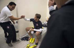 Nos vestiários antes da partida entre Corinthians x Luverdense Esporte Clube/MT, realizada esta noite no estádio do Pacaembu, válida pelas oitavas de final, jogo da volta da Copa do Brasil 2013