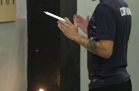 Nos vestiários antes da partida entre Corinthians x Luverdense Esporte Clube/MT, realizada esta noite no estádio do Pacaembu, válida pelas oitavas de final, jogo da volta da Copa do Brasil 2013