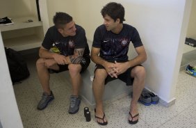 Nos vestiários antes da partida entre Corinthians x Flamengo, realizada esta tarde no estádio do Pacaembu, 17ª rodada do Campeonato Brasileiro de 2013