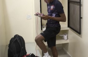 Nos vestiários antes da partida entre Corinthians x Flamengo, realizada esta tarde no estádio do Pacaembu, 17ª rodada do Campeonato Brasileiro de 2013