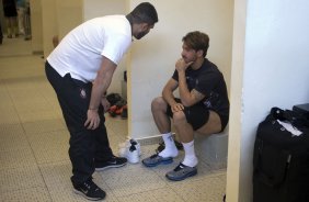 Nos vestiários antes da partida entre Corinthians x Flamengo, realizada esta tarde no estádio do Pacaembu, 17ª rodada do Campeonato Brasileiro de 2013