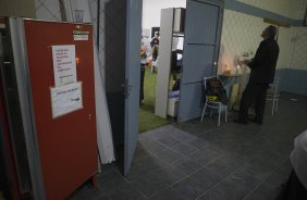 Nos vestiários antes da partida entre Internacional/RS x Corinthians, realizada esta noite no estádio do Vale, em Novo Hamburgo/RS, válida pela 18ª rodada do Campeonato Brasileiro de 2013