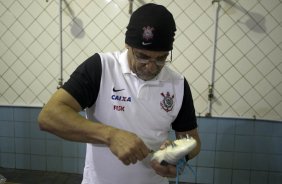 Nos vestiários antes da partida entre Internacional/RS x Corinthians, realizada esta noite no estádio do Vale, em Novo Hamburgo/RS, válida pela 18ª rodada do Campeonato Brasileiro de 2013