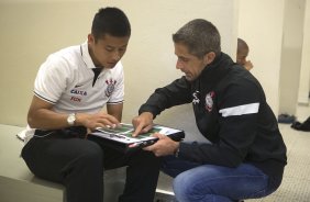 Nos vestirios antes da partida entre Corinthians x Nautico/PE, realizada esta tarde no estdio do Pacaembu, vlida pela 19 rodada do Campeonato Brasileiro de 2013