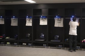Nos vestiários antes da partida entre Botafogo x Corinthians, realizada esta noite no estádio do Maracanã, válida pela 20ª rodada do Campeonato Brasileiro de 2013
