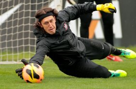 O goleiro Cassio do Corinthians durante treino realizado no CT Joaquim Grava