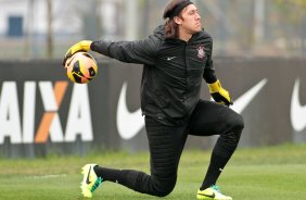 O goleiro Cassio do Corinthians durante treino realizado no CT Joaquim Grava