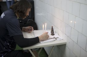Nos vestiários antes da partida entre São Paulo x Corinthians, realizada esta tarde no estádio do Morumbi, válida pela 28ª rodada do Campeonato Brasileiro de 2013
