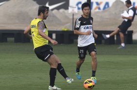 Durante o treino desta tarde no CT Joaquim Grava, no Parque Ecológico do Tiete. O próximo jogo da equipe será amanhã, sábado, dia 30/11, contra o Internacional/RS, no estádio do Maracanã, válido pela 37ª rodada do Campeonato Brasileiro de 2013