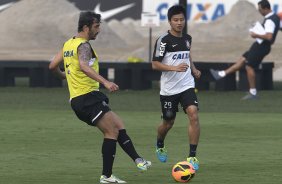 Durante o treino desta tarde no CT Joaquim Grava, no Parque Ecolgico do Tiete. O prximo jogo da equipe ser amanh, sbado, dia 30/11, contra o Internacional/RS, no estdio do Maracan, vlido pela 37 rodada do Campeonato Brasileiro de 2013