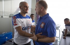 O tcnico Mano Menezes e apresentado ao elenco na reapresentacao do time do Corinthians para o ano de 2014