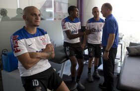 O técnico Mano Menezes e apresentado ao elenco na reapresentacao do time do Corinthians para o ano de 2014